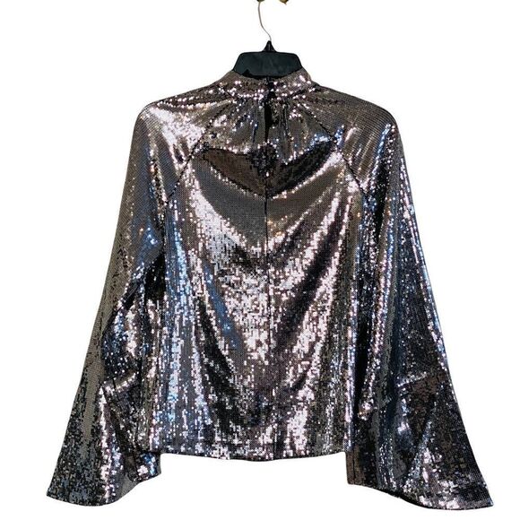 RtA Tennessee Peasant Silver Sequin Bell Sleeve Top Sz XS NWT - Picture 14 of 16